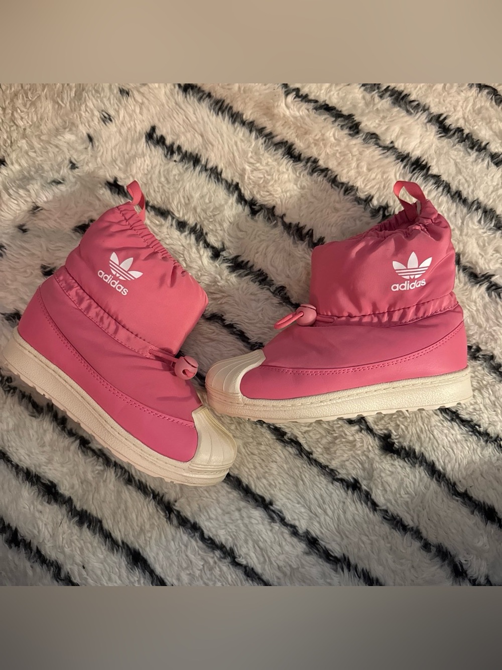 adidas Kids Bright Pink Waterproof Snow Boots with White Sole